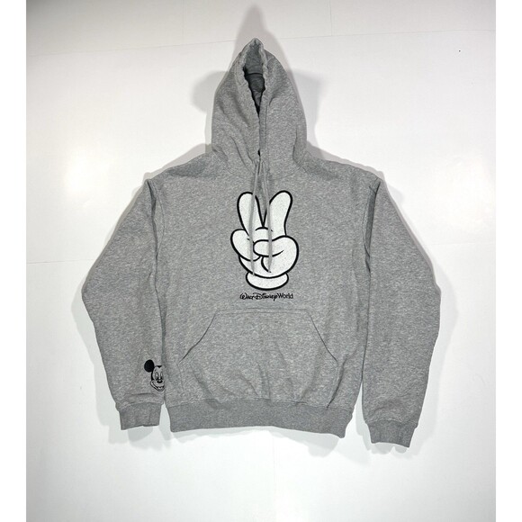 2025 Walt Disney World Park Mickey Peace Sign Hoodie Pullover Sweatshirt Gray XS - Picture 1 of 11